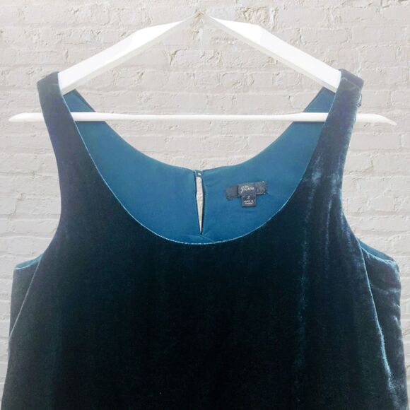 J.Crew Hunter Green Velvet Tank Top 2 Evening Party Keyhole Back Lined - Picture 4 of 15